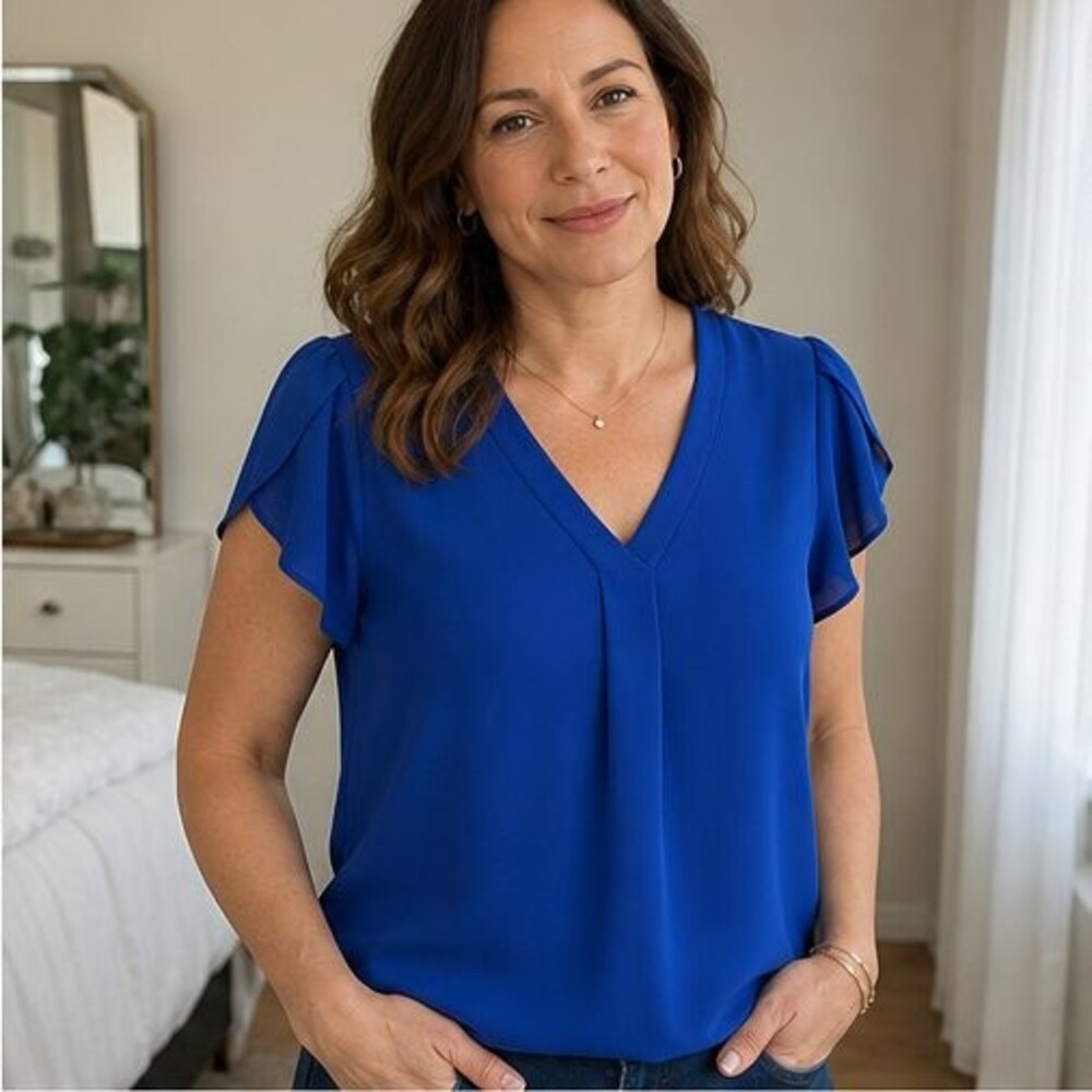 Cream Ruffle Blouse - Picture 3 of 6